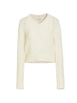 Textured Cable V-Neck Sweater