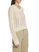 Textured Cable V-Neck Sweater