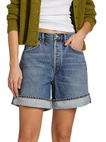 Dame High-Rise Cuffed Denim Shorts