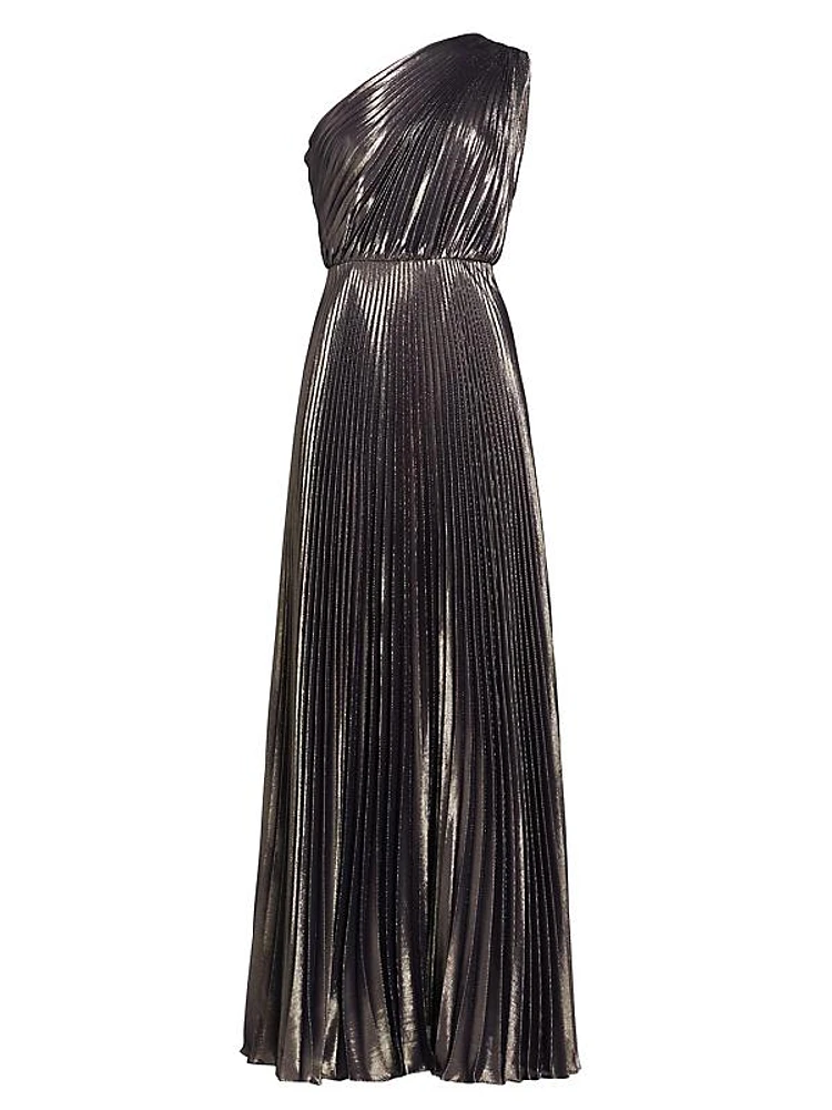 Franz Pleated Metallic Maxi Dress