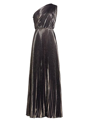 Franz Pleated Metallic Maxi Dress