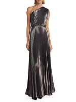 Franz Pleated Metallic Maxi Dress