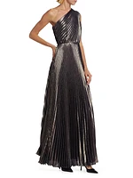 Franz Pleated Metallic Maxi Dress