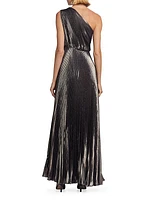 Franz Pleated Metallic Maxi Dress