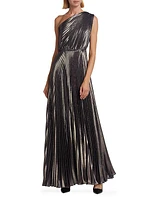 Franz Pleated Metallic Maxi Dress