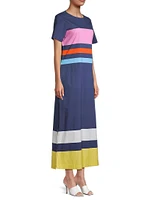 Vivi Beach Striped Maxi Dress