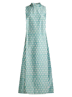 Carlyle Loop-Print Satin Midi-Dress