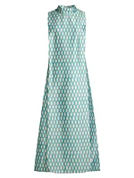 Carlyle Loop-Print Satin Midi-Dress