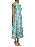 Carlyle Loop-Print Satin Midi-Dress