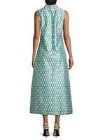 Carlyle Loop-Print Satin Midi-Dress