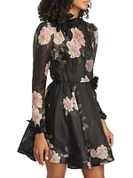 Floral Linen-Silk Fit & Flare Minidress