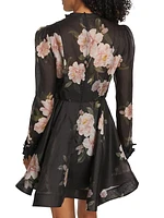 Floral Linen-Silk Fit & Flare Minidress