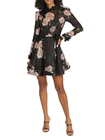 Floral Linen-Silk Fit & Flare Minidress