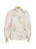 Natura Linen-Silk Floral Blouse