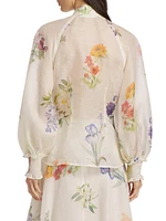 Natura Linen-Silk Floral Blouse