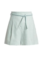 Linen Tie-Waist High-Rise Shorts