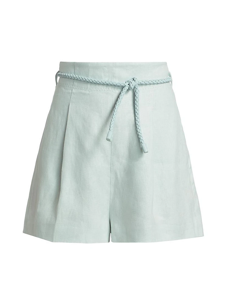 Linen Tie-Waist High-Rise Shorts