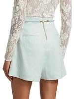 Linen Tie-Waist High-Rise Shorts