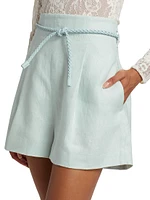 Linen Tie-Waist High-Rise Shorts