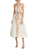 Natura Linen-Silk Corset Midi-Dress