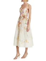 Natura Linen-Silk Corset Midi-Dress