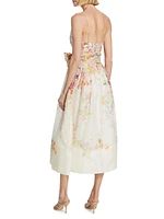 Natura Linen-Silk Corset Midi-Dress