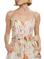 Natura Linen-Silk Corset Midi-Dress