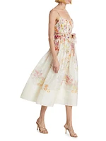 Natura Linen-Silk Corset Midi-Dress