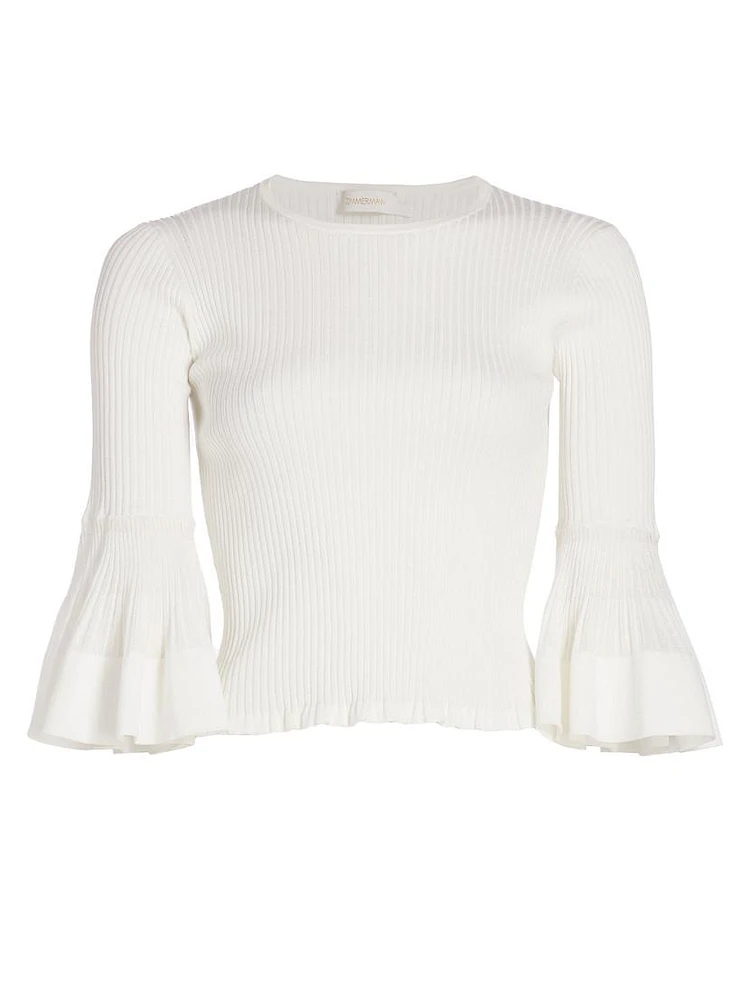 Natura Rib-Knit Ruffled Top