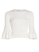 Natura Rib-Knit Ruffled Top