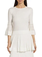 Natura Rib-Knit Ruffled Top