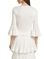 Natura Rib-Knit Ruffled Top