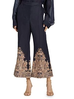 Paisley Linen Crop Flare Pants