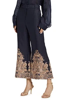 Paisley Linen Crop Flare Pants