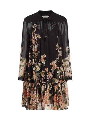 Natura Floral Swing Long-Sleeve Minidress