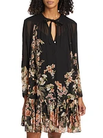 Natura Floral Swing Long-Sleeve Minidress