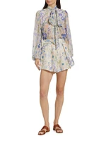 Natura Linen Floral Belted Shorts