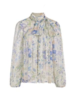 Natura Floral Tie-Neck Top