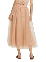 Metallic-Dot Tulle Midi-Skirt