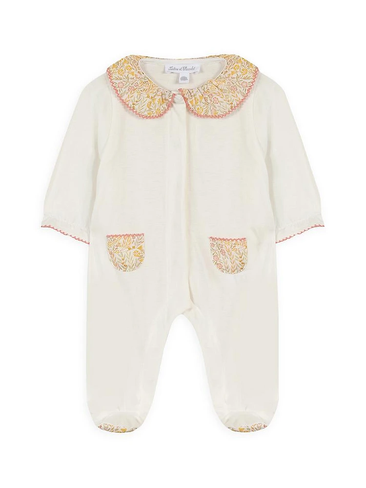 Baby Girl's Floral-Trimmed Footie