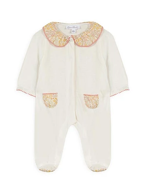 Baby Girl's Floral-Trimmed Footie