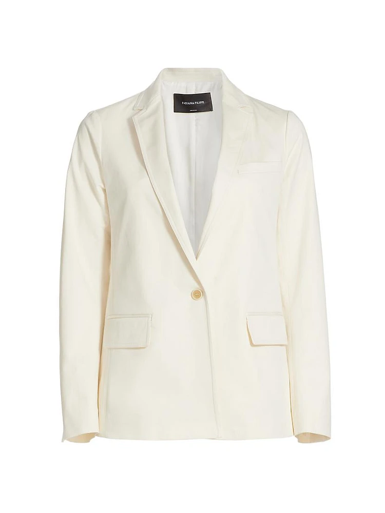 Diamanté-Embellished Gabardine One-Button Blazer