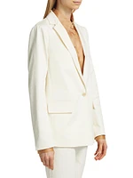 Diamanté-Embellished Gabardine One-Button Blazer