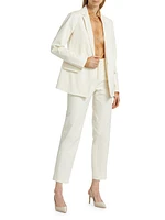 Diamanté-Embellished Gabardine One-Button Blazer