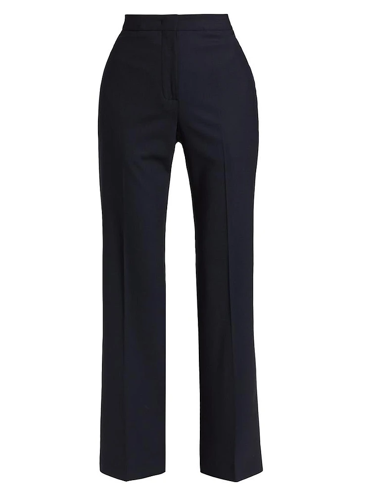 Stretch Wool Straight-Leg Pants