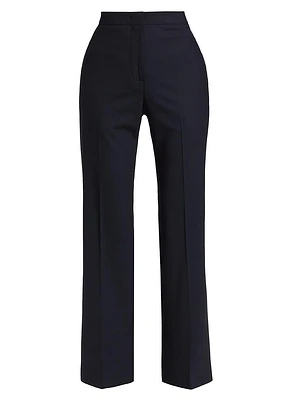 Stretch Wool Straight-Leg Pants