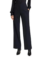 Stretch Wool Straight-Leg Pants