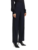 Stretch Wool Straight-Leg Pants