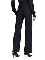 Stretch Wool Straight-Leg Pants