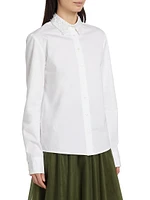 Faux Pearl Embellished Poplin Shirt